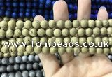 CAA1296 15.5 inches 8mm round matte plated druzy agate beads