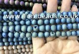 CAA1297 15.5 inches 8mm round matte plated druzy agate beads