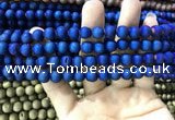 CAA1299 15.5 inches 8mm round matte plated druzy agate beads