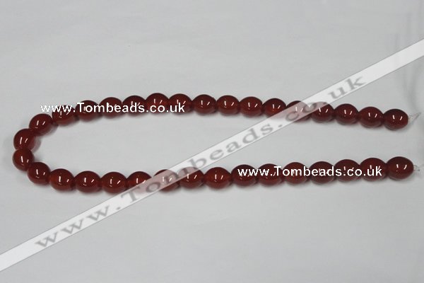 CAA130 15.5 inches 10*12mm egg-shaped red agate gemstone beads