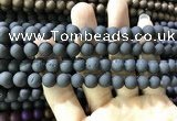 CAA1300 15.5 inches 8mm round matte plated druzy agate beads