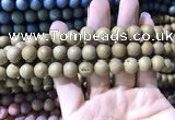 CAA1316 15.5 inches 10mm round matte plated druzy agate beads