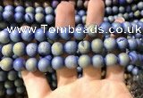 CAA1317 15.5 inches 10mm round matte plated druzy agate beads