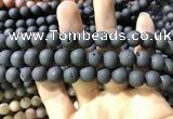 CAA1320 15.5 inches 10mm round matte plated druzy agate beads