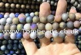 CAA1321 15.5 inches 10mm round matte plated druzy agate beads
