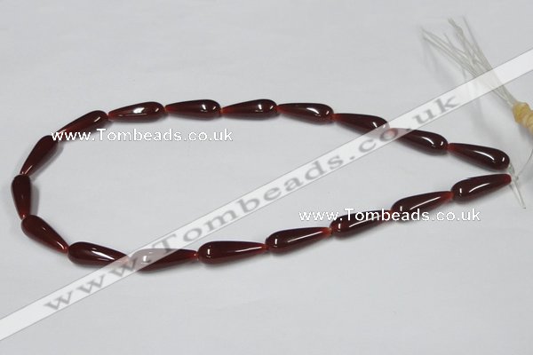 CAA133 15.5 inches 8*22mm teardrop red agate gemstone beads