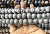 CAA1330 15.5 inches 12mm round matte plated druzy agate beads