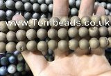 CAA1335 15.5 inches 12mm round matte plated druzy agate beads