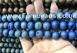 CAA1338 15.5 inches 12mm round matte plated druzy agate beads