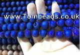 CAA1340 15.5 inches 12mm round matte plated druzy agate beads