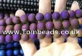 CAA1354 15.5 inches 14mm round matte plated druzy agate beads