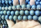 CAA1357 15.5 inches 14mm round matte plated druzy agate beads