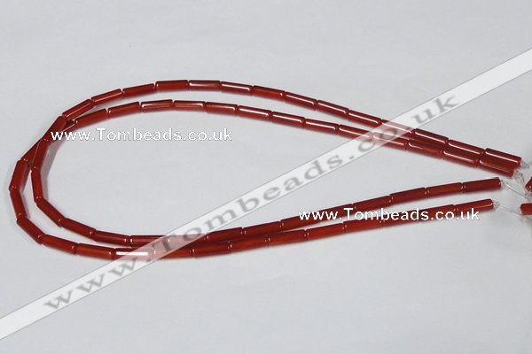 CAA136 15.5 inches 4*13mm column red agate gemstone beads