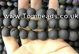 CAA1361 15.5 inches 14mm round matte plated druzy agate beads