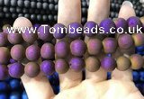 CAA1374 15.5 inches 16mm round matte plated druzy agate beads