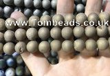 CAA1375 15.5 inches 16mm round matte plated druzy agate beads