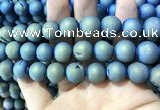 CAA1377 15.5 inches 16mm round matte plated druzy agate beads