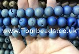 CAA1378 15.5 inches 16mm round matte plated druzy agate beads