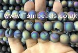 CAA1379 15.5 inches 16mm round matte plated druzy agate beads