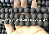 CAA1381 15.5 inches 16mm round matte plated druzy agate beads