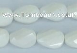 CAA14 15.5 inches 13*18mm faceted & twisted oval white agate beads