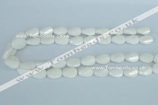 CAA14 15.5 inches 13*18mm faceted & twisted oval white agate beads