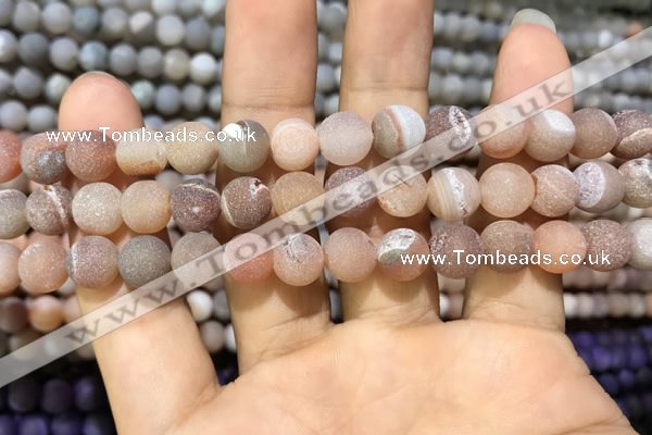 CAA1403 15.5 inches 8mm round matte druzy agate beads