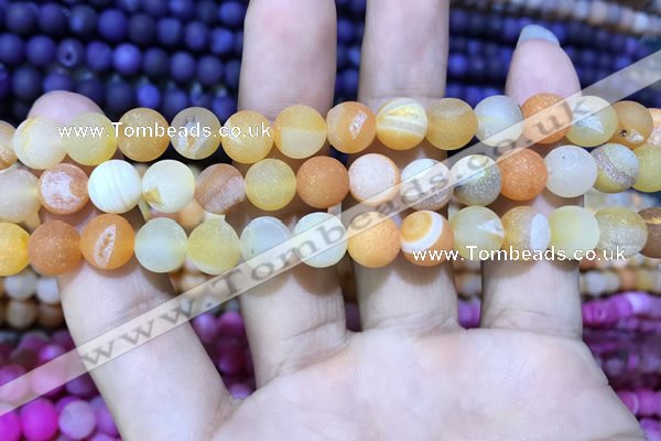 CAA1404 15.5 inches 8mm round matte druzy agate beads