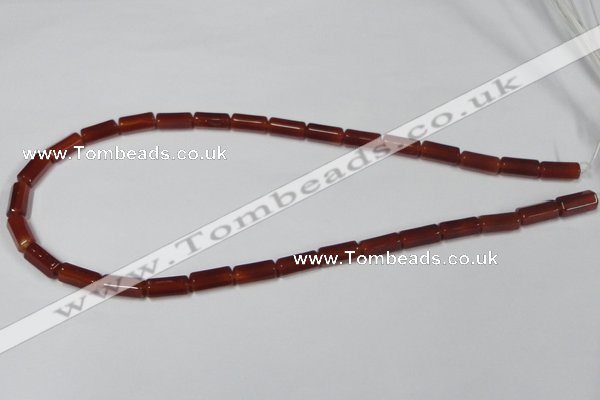 CAA141 15.5 inches 6*12mm faceted column red agate gemstone beads