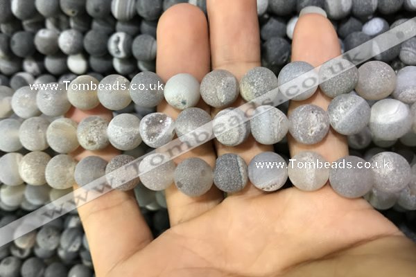 CAA1417 15.5 inches 10mm round matte druzy agate beads