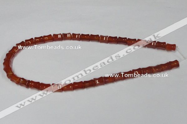 CAA143 15.5 inches 8*10mm bamboo shape red agate gemstone beads