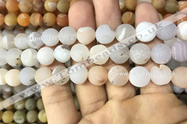 CAA1431 15.5 inches 12mm round matte druzy agate beads