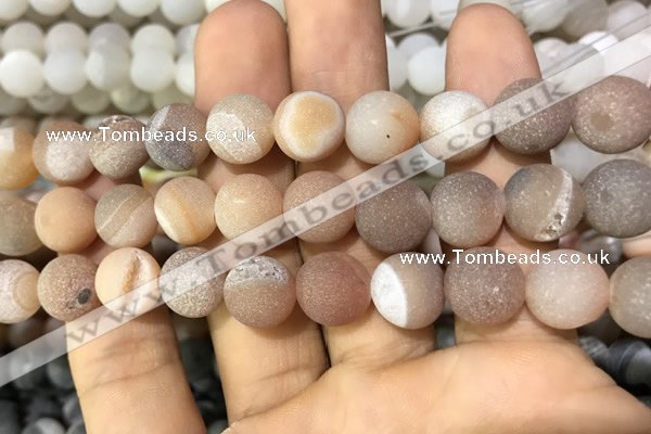 CAA1448 15.5 inches 14mm round matte druzy agate beads