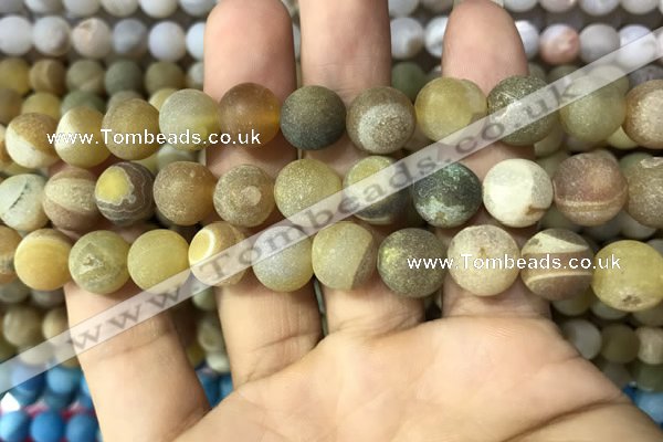 CAA1450 15.5 inches 14mm round matte druzy agate beads