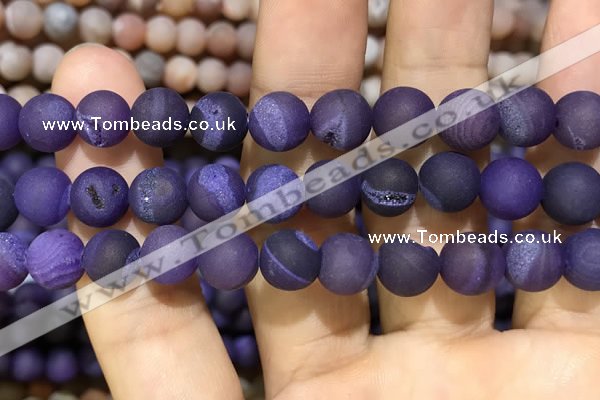 CAA1451 15.5 inches 14mm round matte druzy agate beads