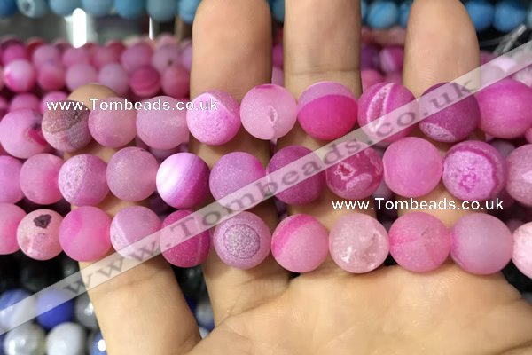 CAA1452 15.5 inches 14mm round matte druzy agate beads