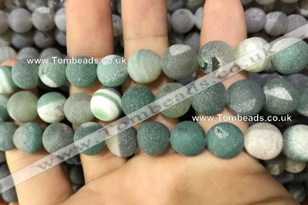 CAA1454 15.5 inches 14mm round matte druzy agate beads