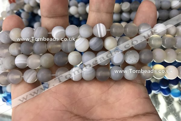 CAA1470 15.5 inches 6mm round matte banded agate beads wholesale