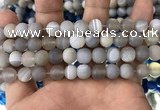 CAA1472 15.5 inches 10mm round matte banded agate beads wholesale