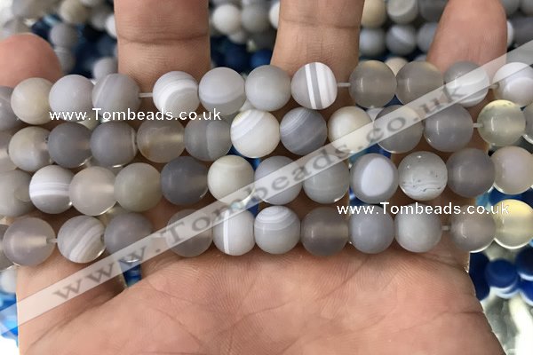 CAA1472 15.5 inches 10mm round matte banded agate beads wholesale