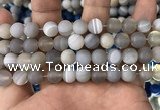 CAA1473 15.5 inches 12mm round matte banded agate beads wholesale