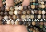 CAA1478 15.5 inches 12mm round matte banded agate beads wholesale