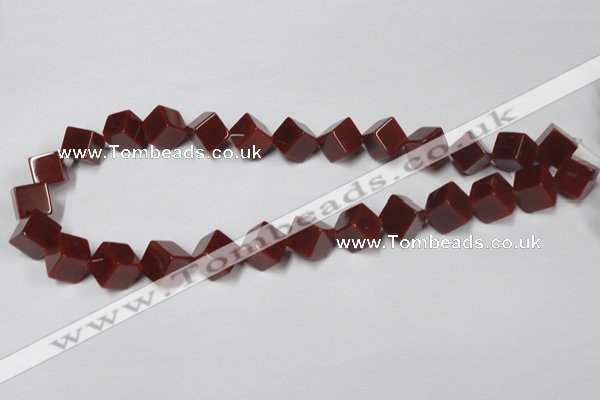 CAA148 15.5 inches 10*10mm cube red agate gemstone beads