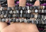 CAA1481 15.5 inches 8mm round matte banded agate beads wholesale