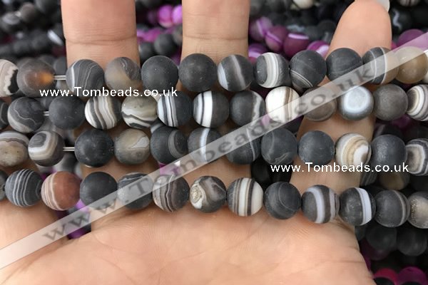 CAA1482 15.5 inches 10mm round matte banded agate beads wholesale