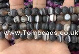 CAA1483 15.5 inches 12mm round matte banded agate beads wholesale