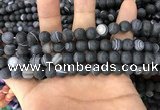 CAA1486 15.5 inches 8mm round matte banded agate beads wholesale