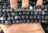 CAA1487 15.5 inches 10mm round matte banded agate beads wholesale