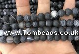 CAA1488 15.5 inches 12mm round matte banded agate beads wholesale