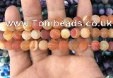 CAA1492 15.5 inches 10mm round matte banded agate beads wholesale